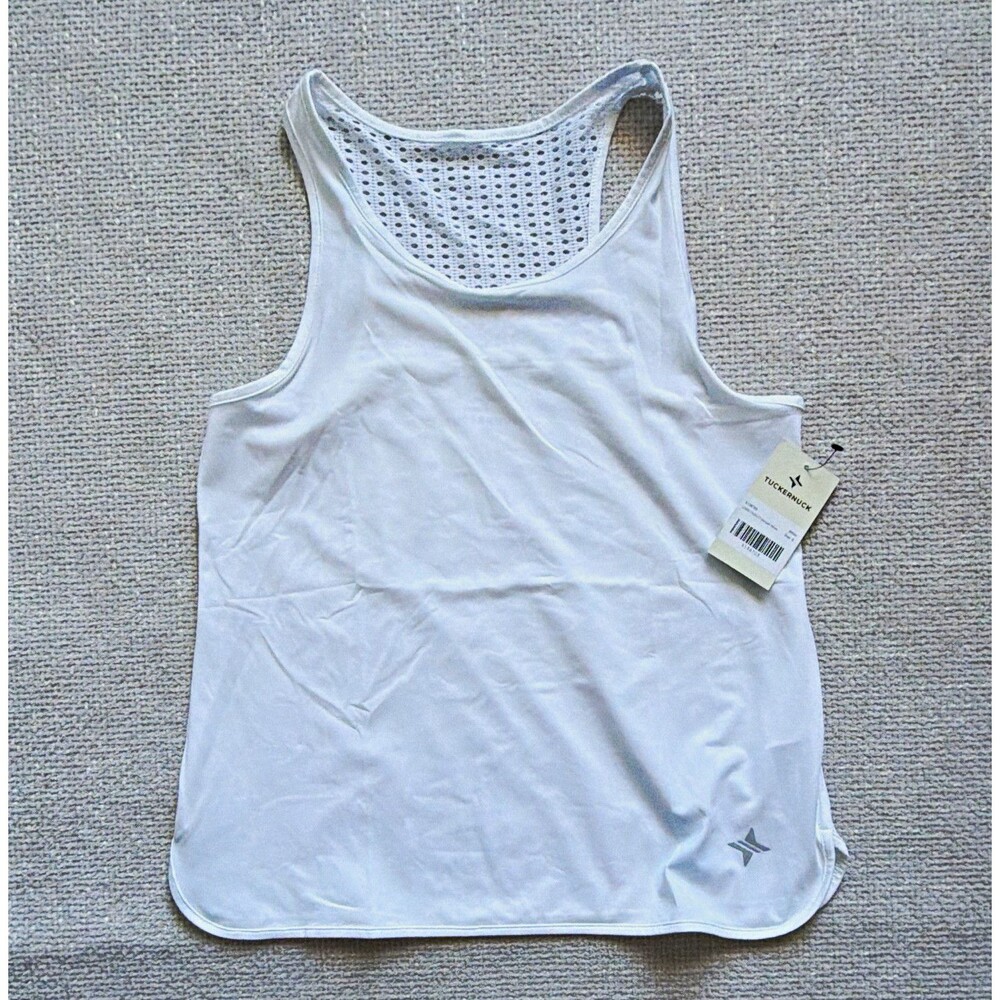 Tuckernuck Racerback Scoop Neck Stretch Tank Top White Polyester Spandex S
